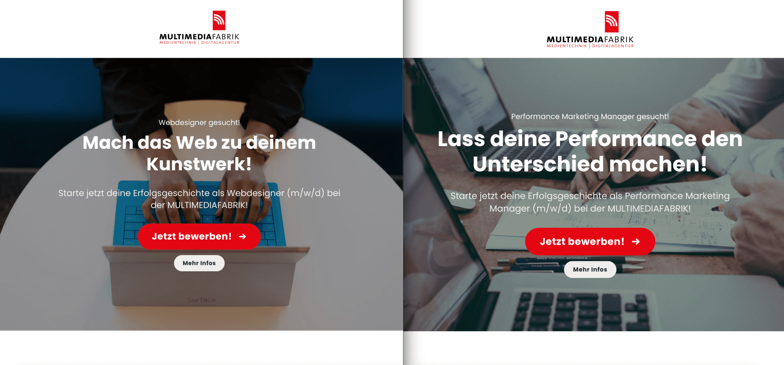Jobangebote für Webdesigner und Marketingmanager