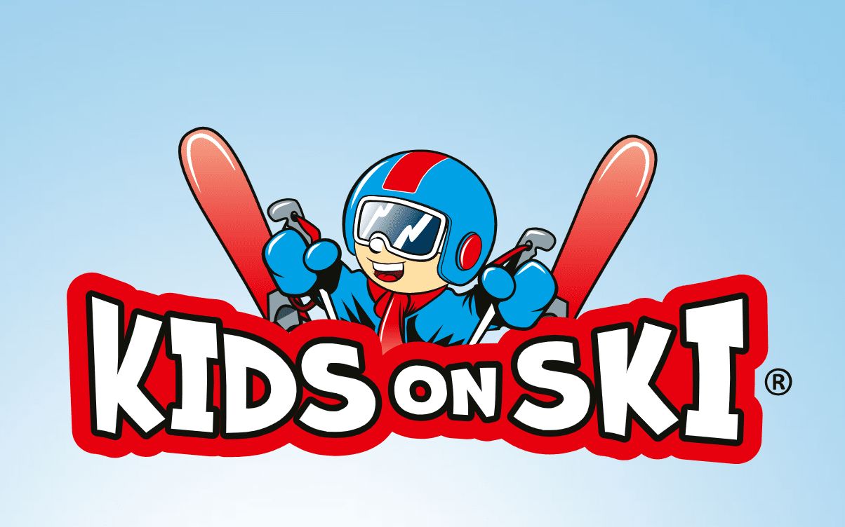 Kinder Skifahren Logo mit Figur