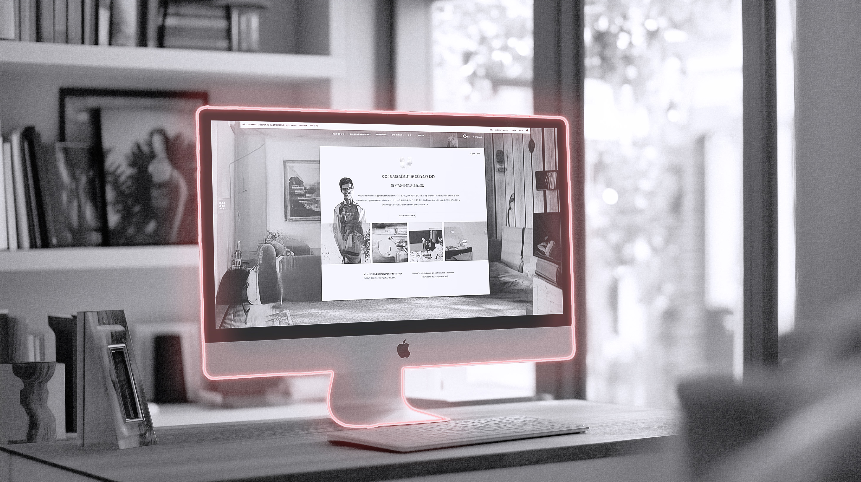 Computerbildschirm mit Webseite, modern eingerichtet