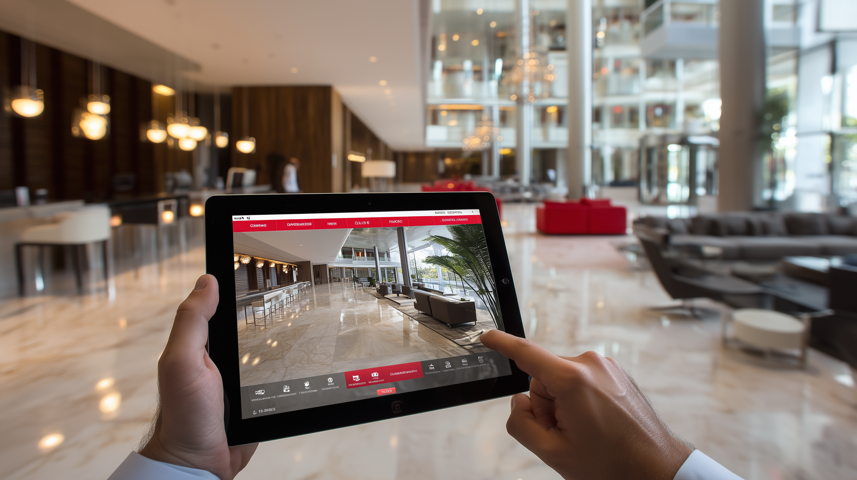 multimediafabrik photorealistic hotel lobby viewed on a tablet 6bd9823e cf81 4308 b416 f3c6c2078213