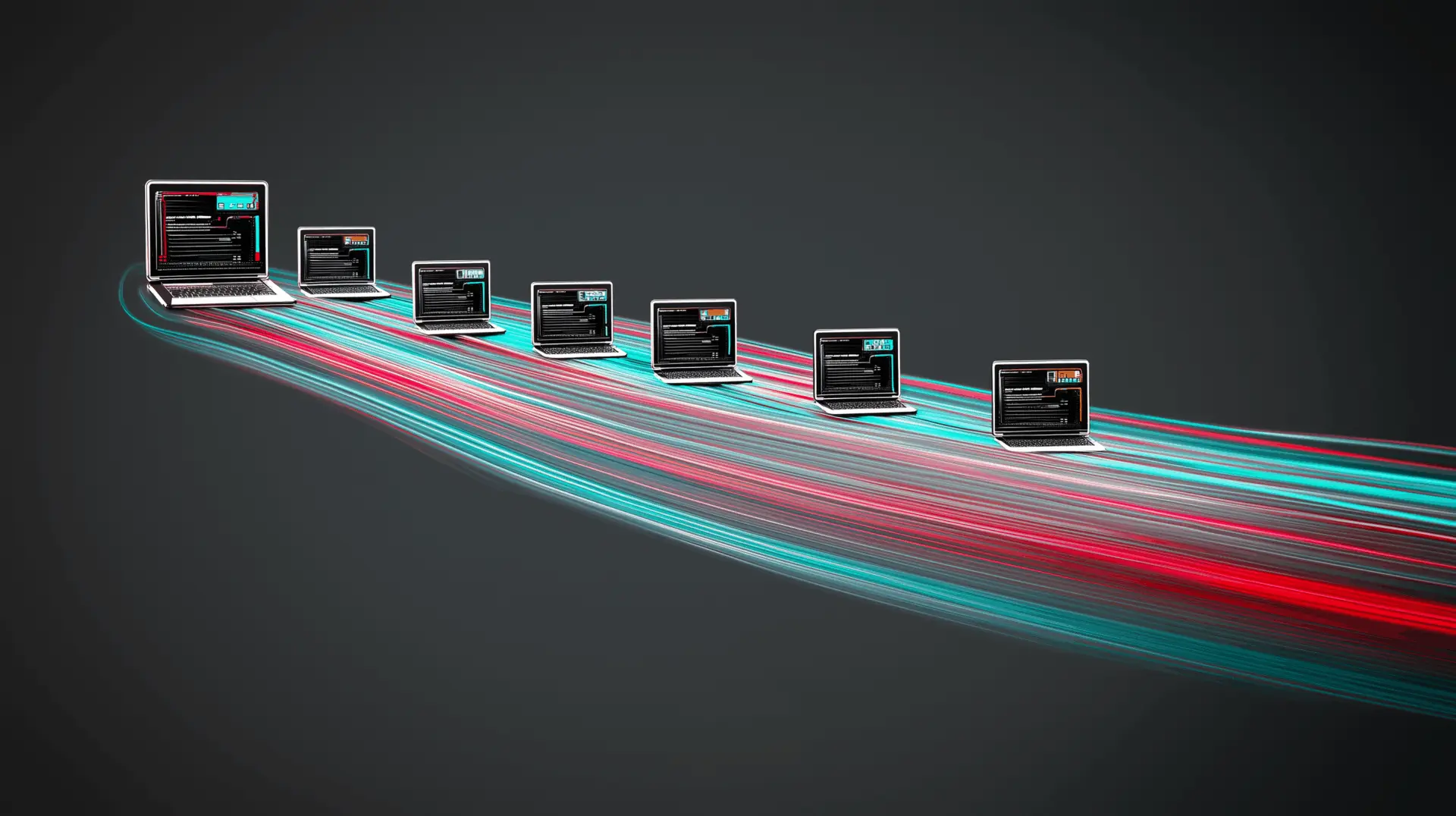 Mehrere Laptops mit digitaler Datenverbindung