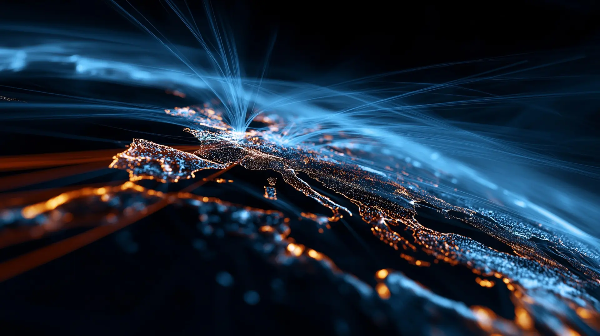 Digitales Weltkarten-Netzwerk mit Datenflüssen
