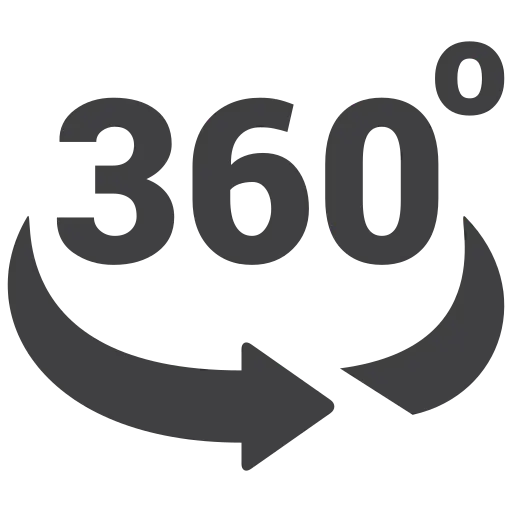 360-Grad-Symbol für Rundumsicht.