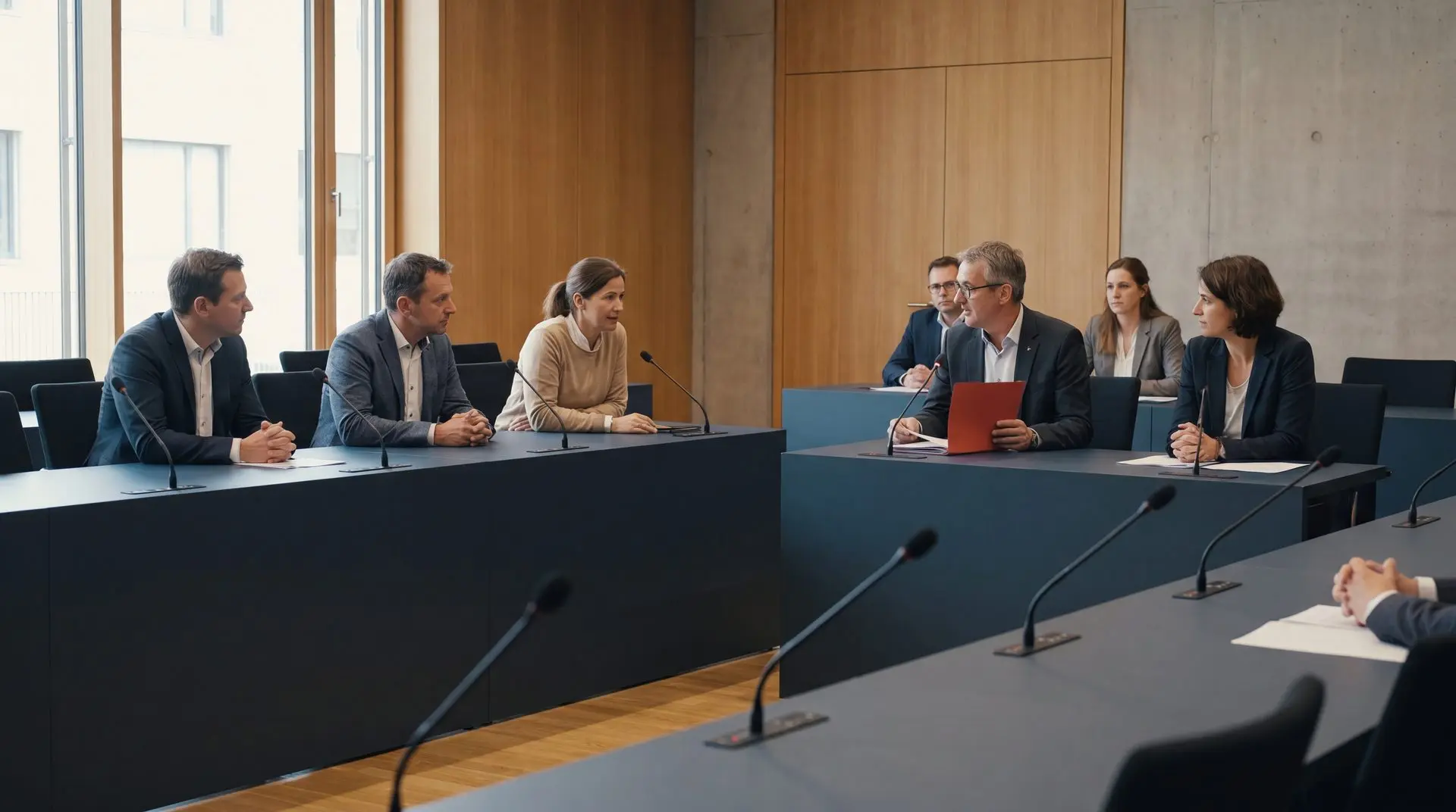 Gemeinderats-Sitzung an einem Konferenztisch