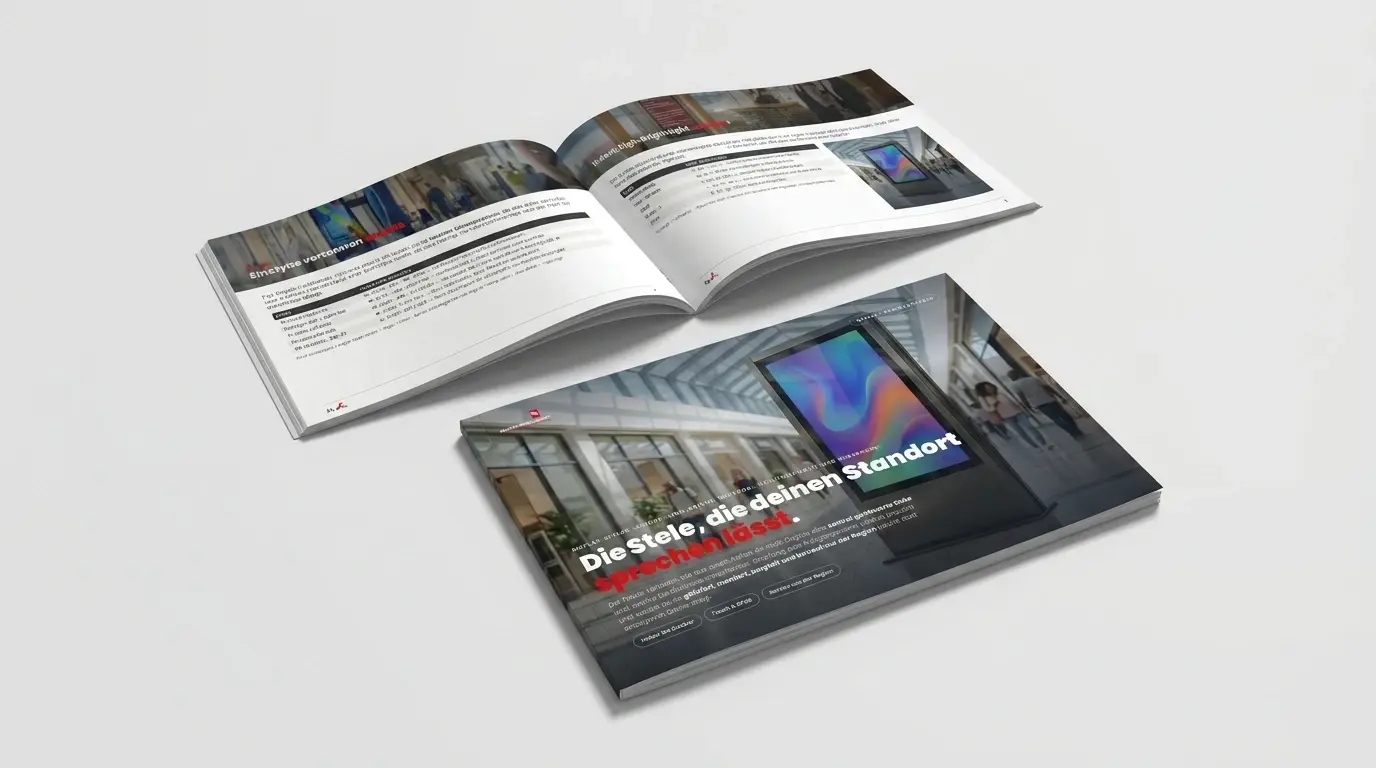3D-Mockup des Digital-Signage-Stelen-ePapers