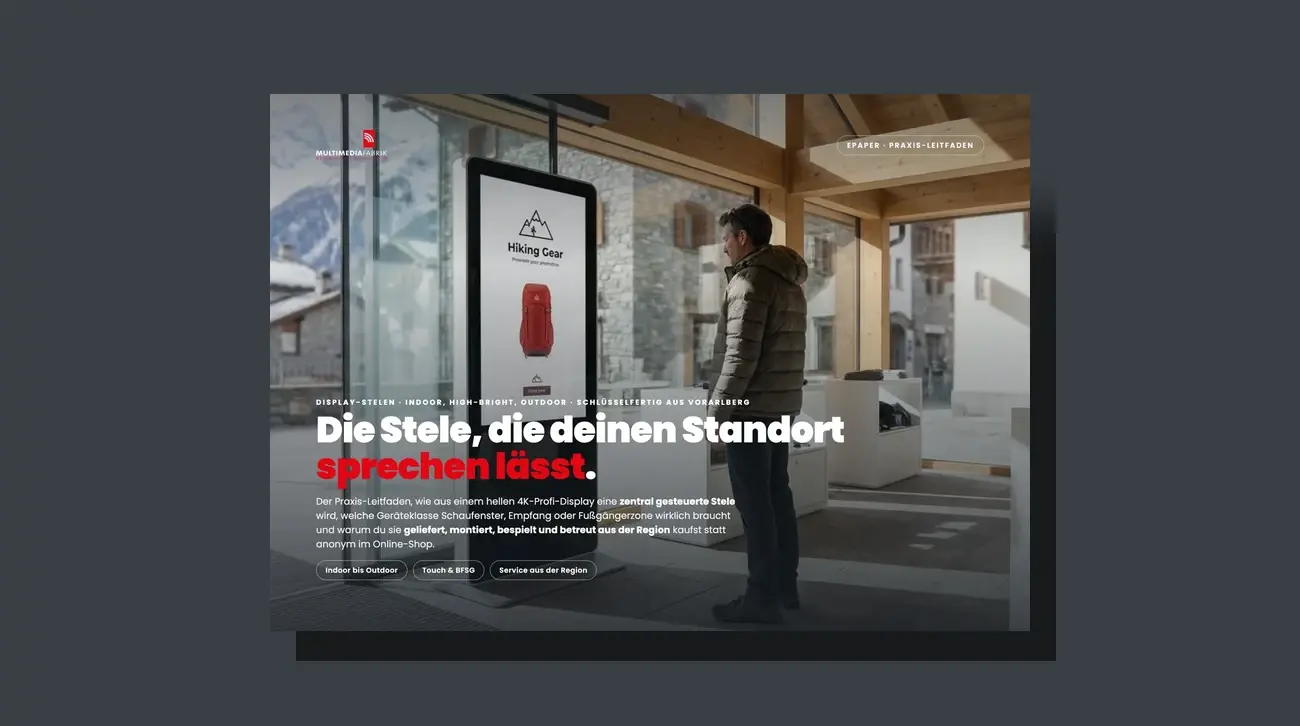 3D-Mockup des Digital-Signage-Stelen-ePapers