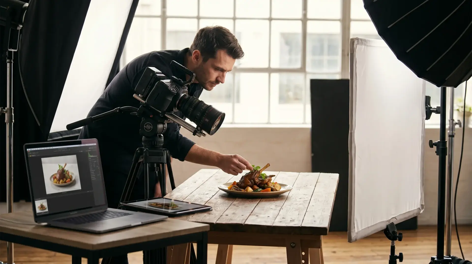 Food-Fotograf der MULTIMEDIAFABRIK shootet ein appetitliches Gericht im Studio mit kalibriertem Licht