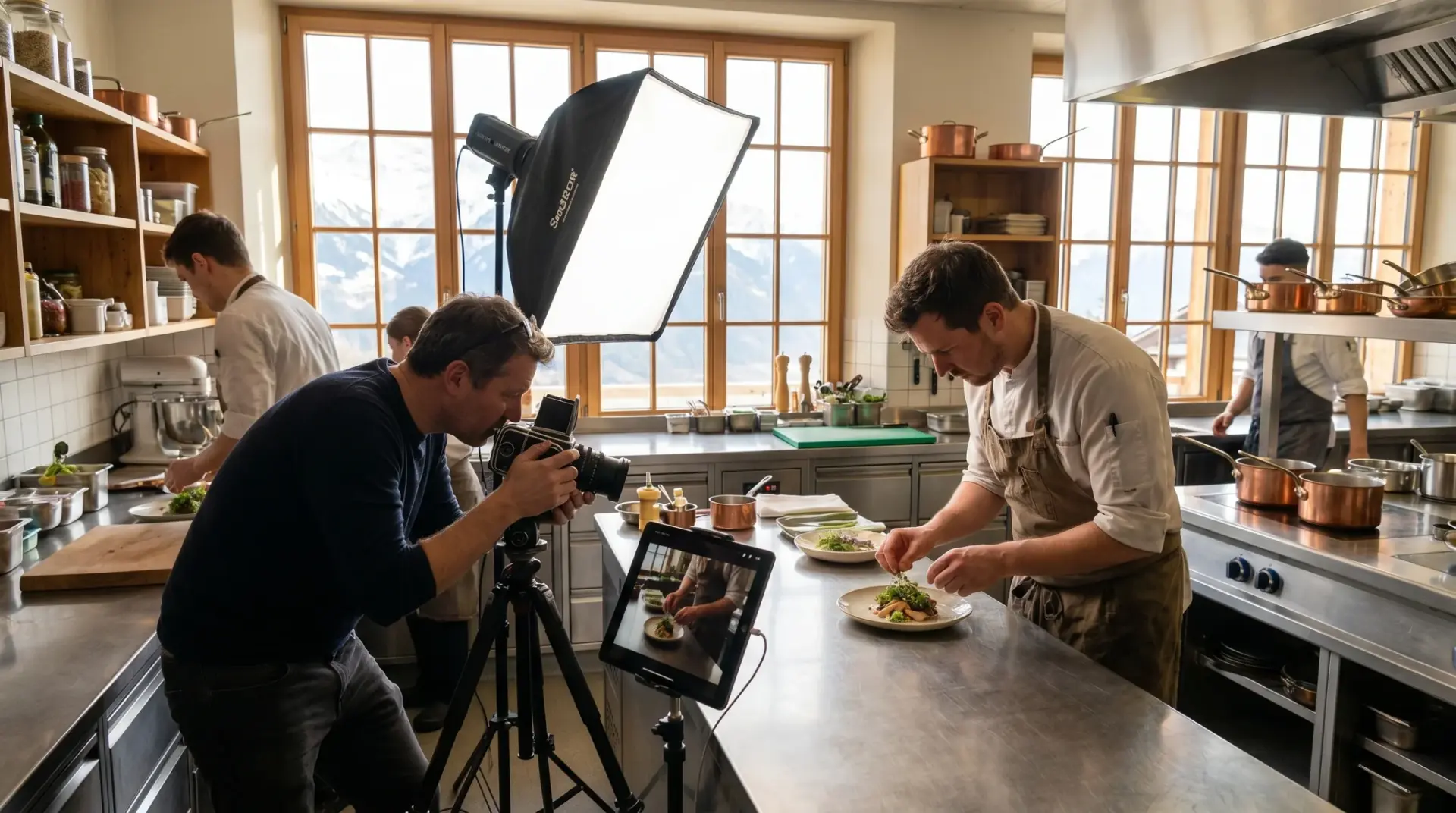On-Location-Food-Shooting in der Küche eines Vorarlberger Gastronomiebetriebs