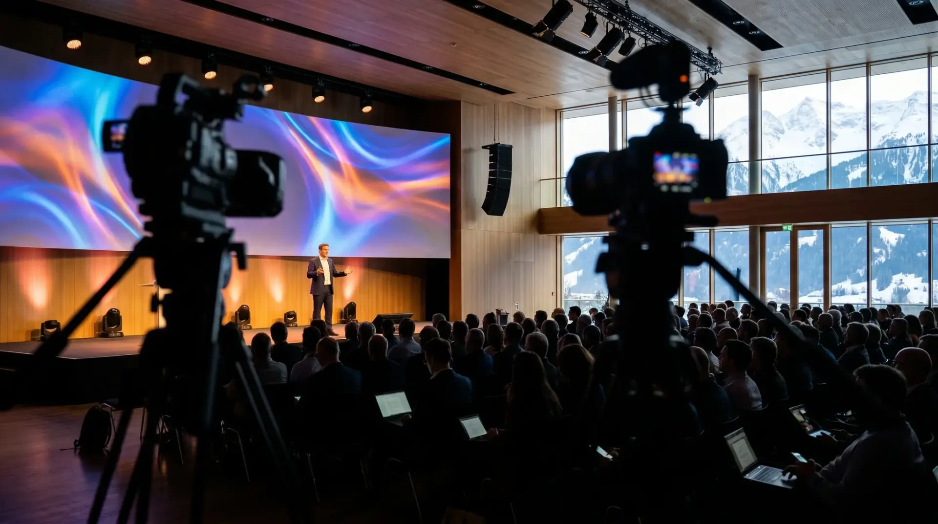 Mehrkamera-Aufzeichnung einer Keynote auf einer großen Kongressbühne im Alpenraum