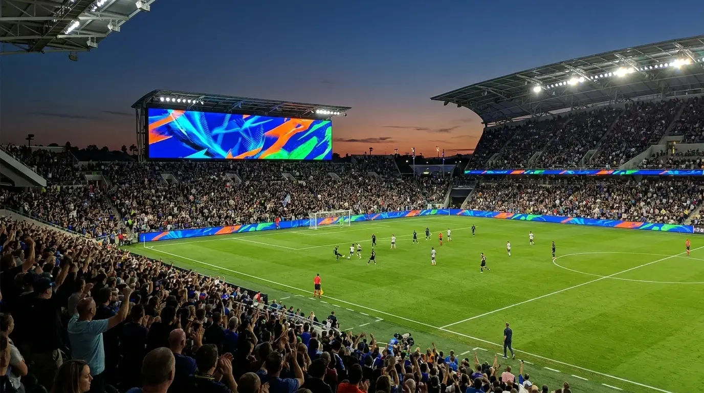 Outdoor-LED-Wall an einem Stadion, tageslichttauglich