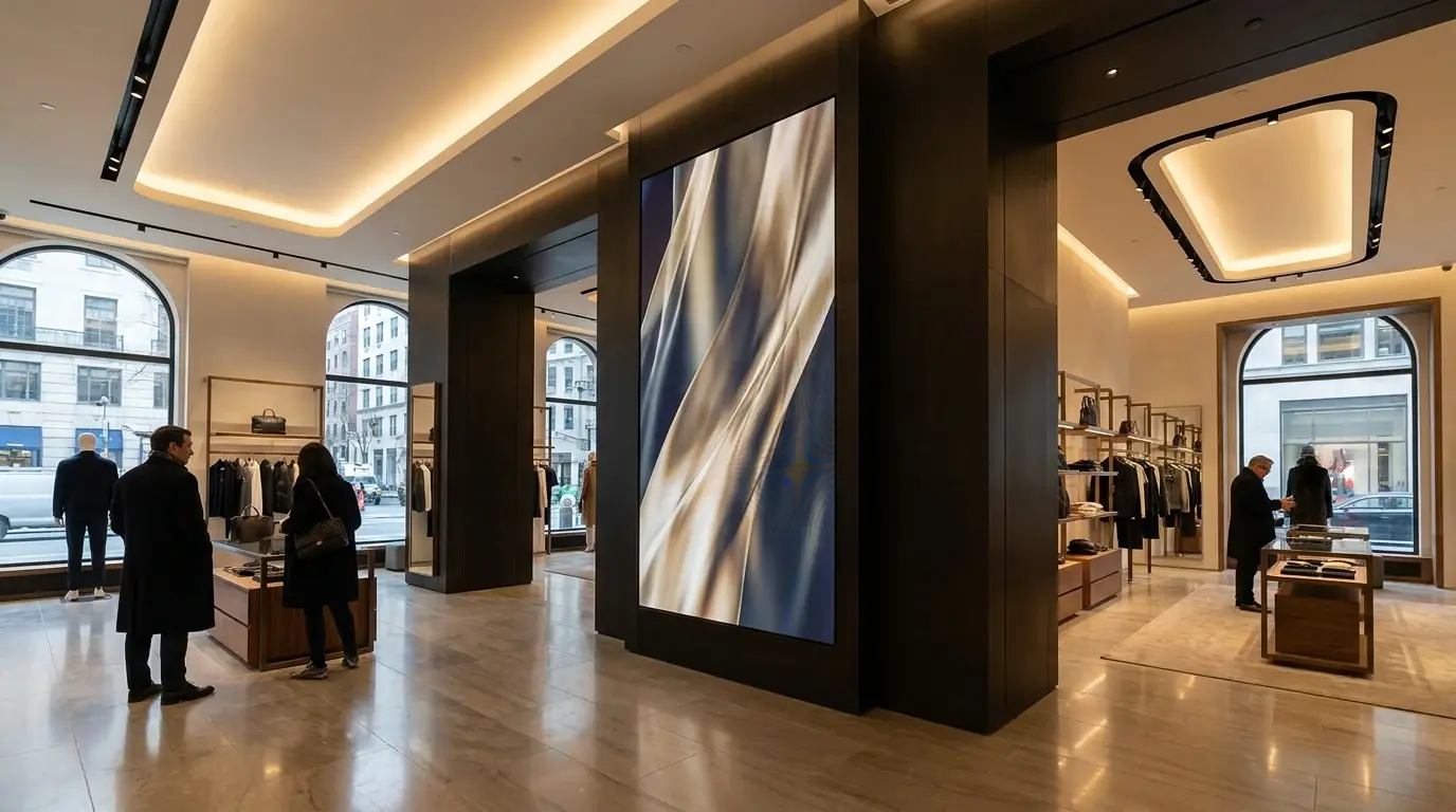 Vertikale LED-Videowall als Digital Signage im Premium-Retail