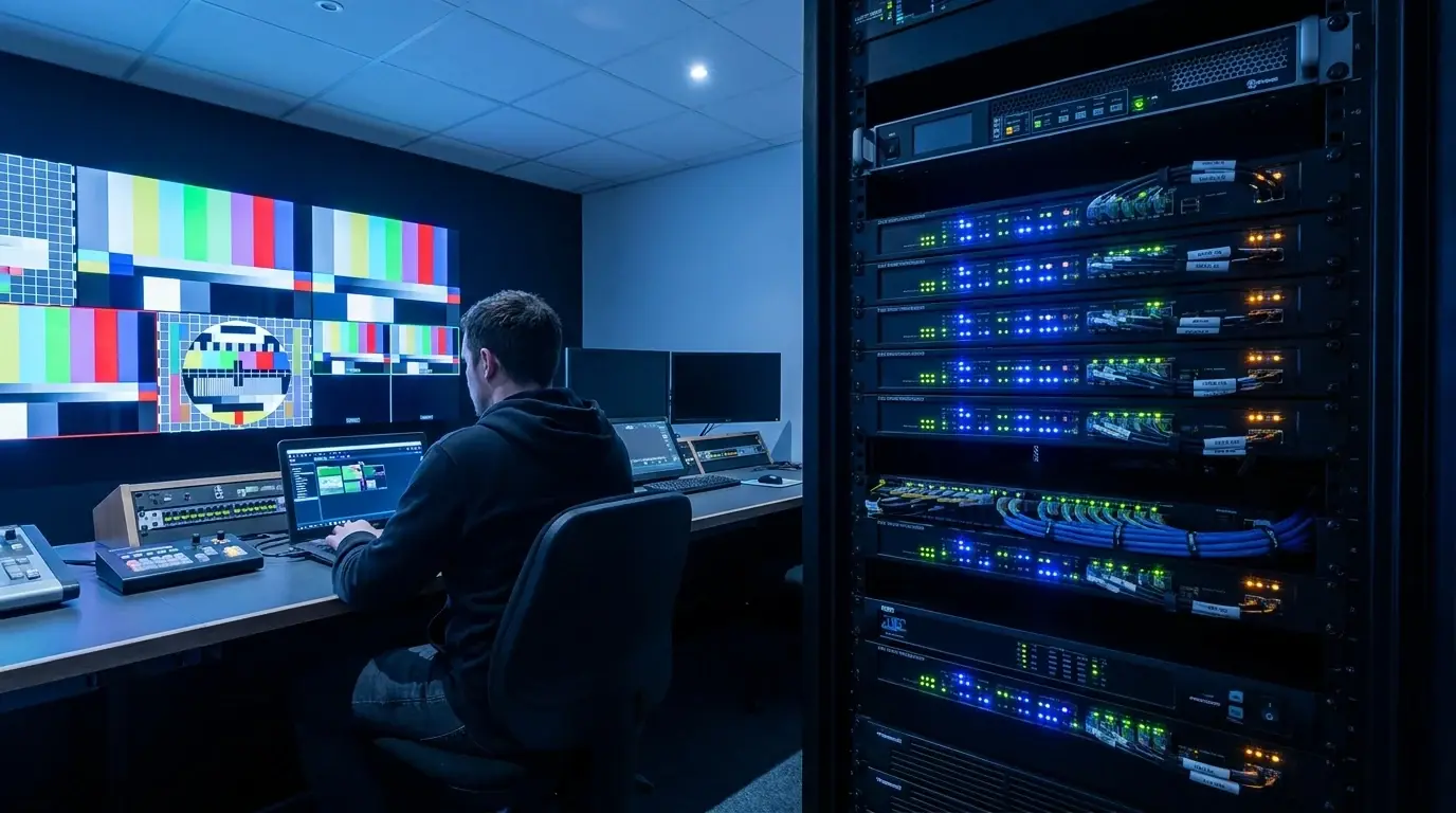 Programmierung der LED-Processing-Plattform im Kontrollraum