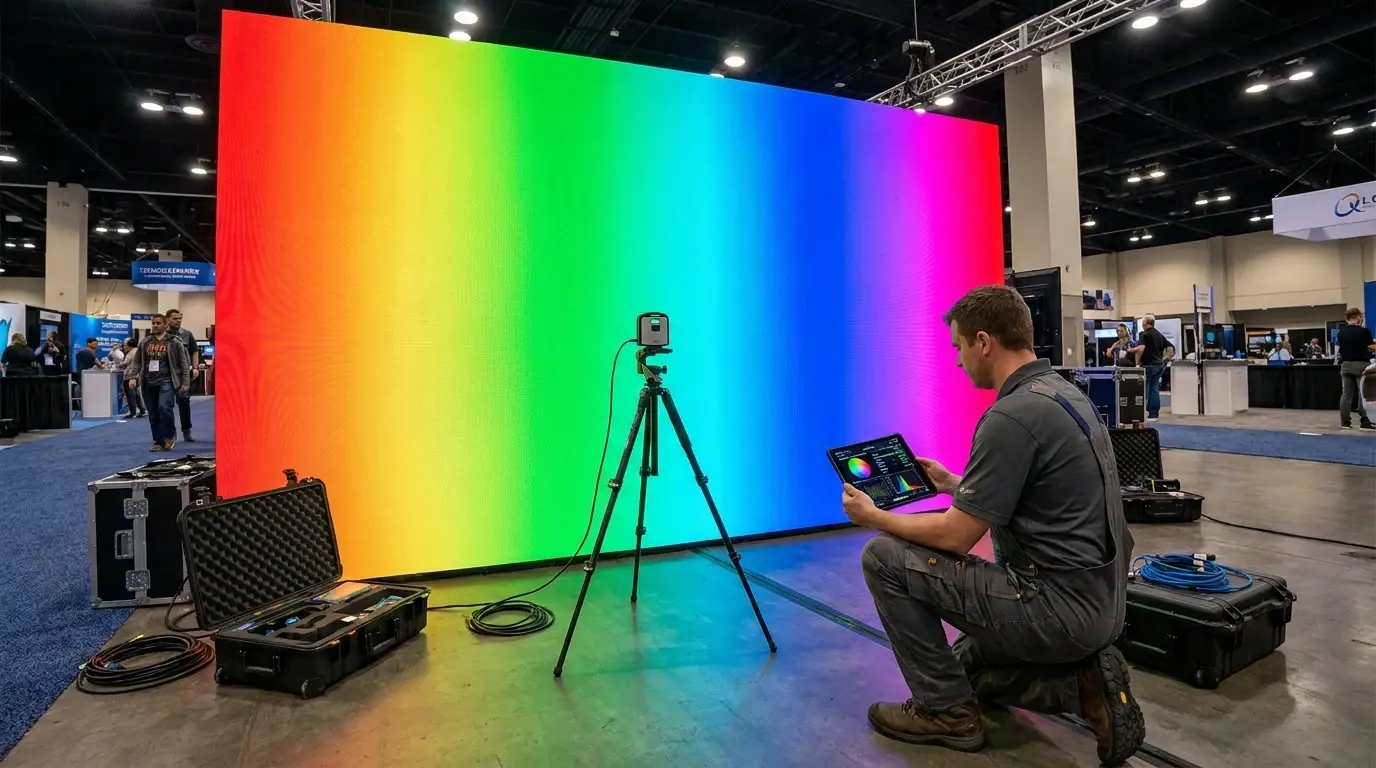 Vor-Ort-Kalibrierung einer LED-Wall mit Colorimeter und Tablet