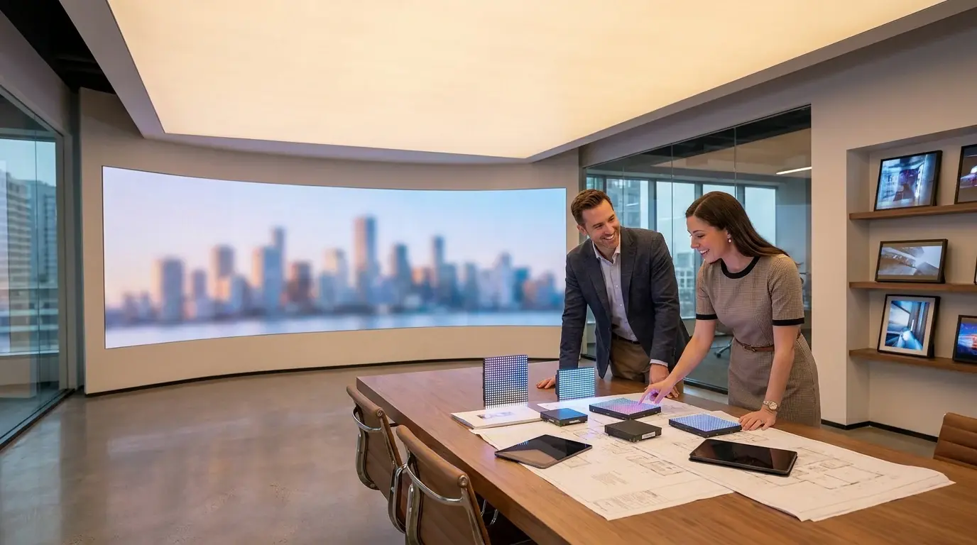 Beratung der MULTIMEDIAFABRIK mit Architekt zur LED-Wall-Planung