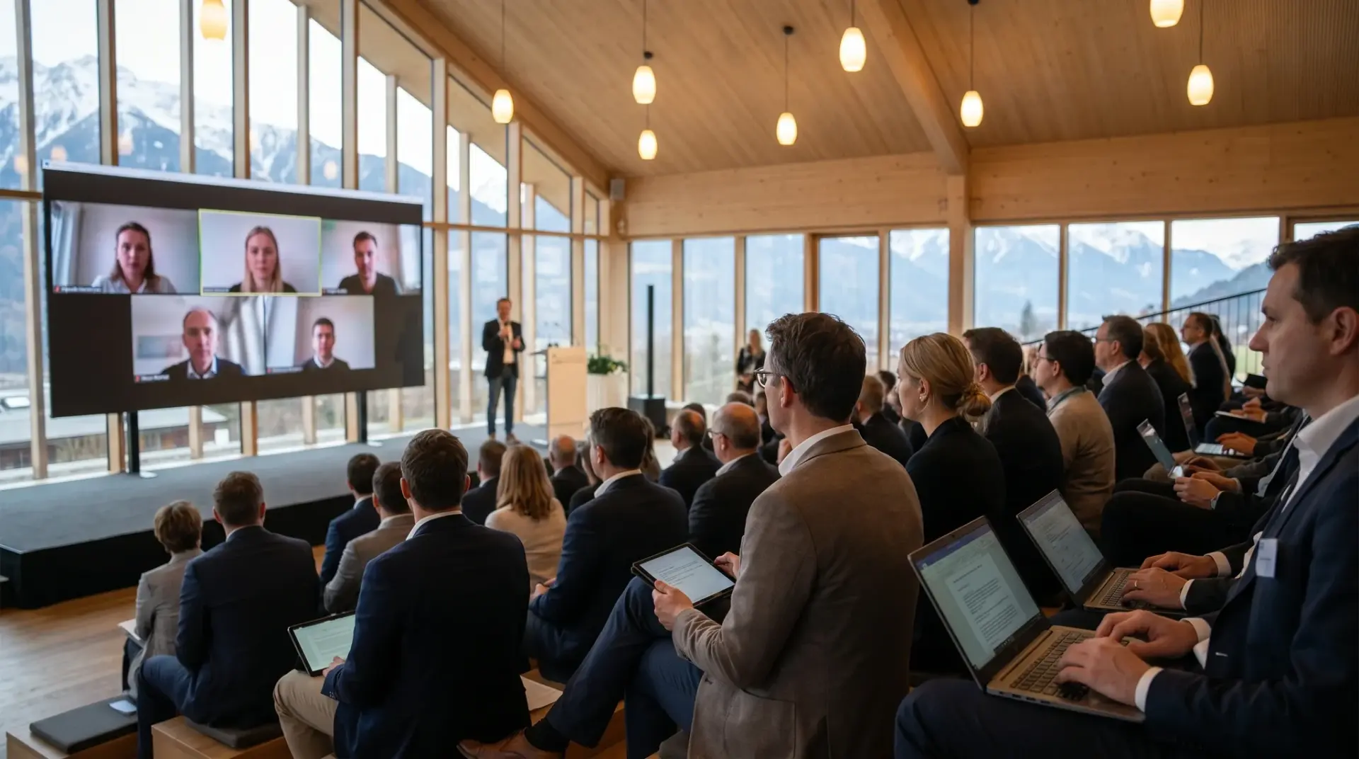 Hybrides Event mit Publikum vor Ort und zugeschalteten Remote-Teilnehmern