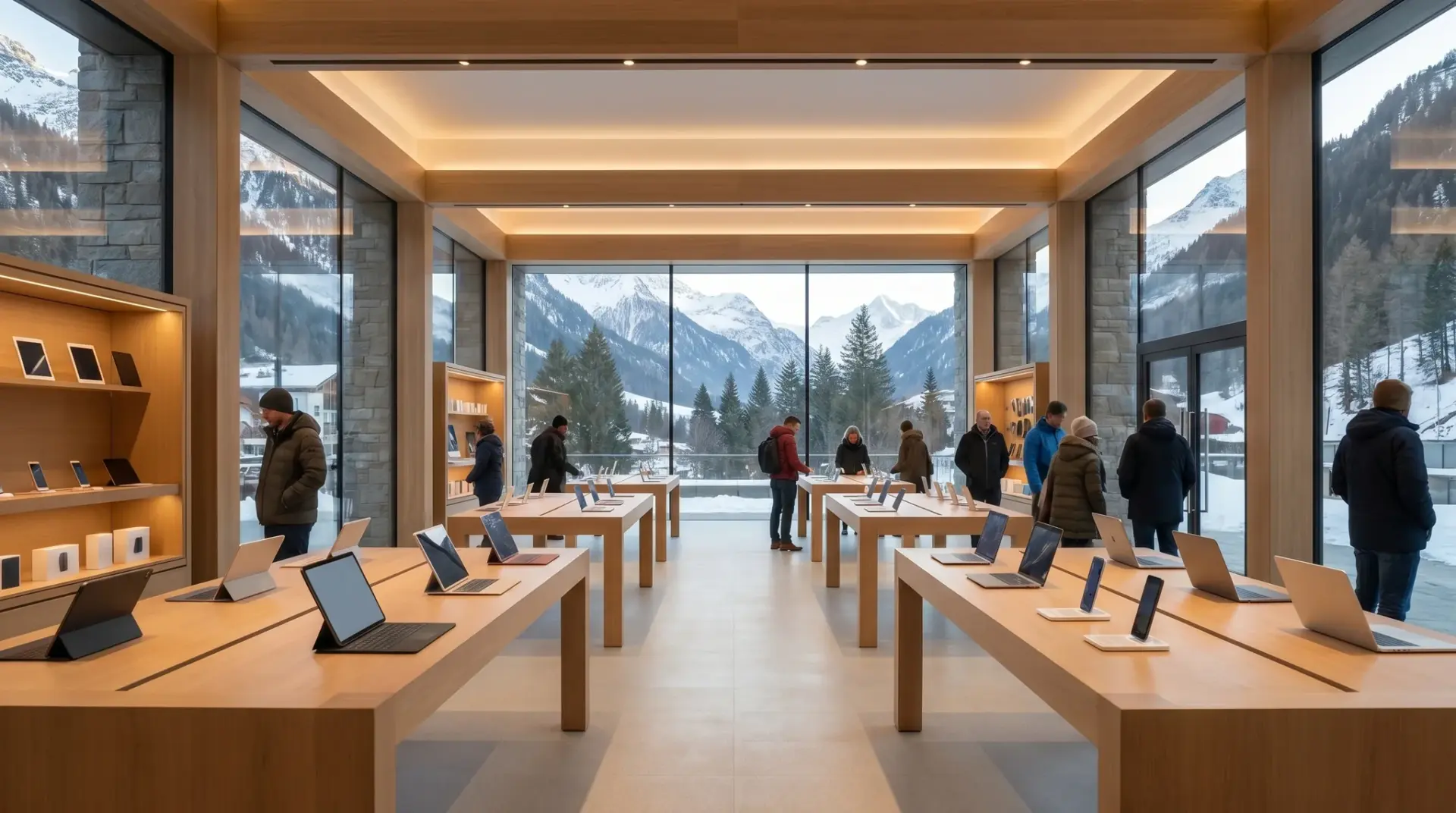 Einheitlicher Markenklang über dezente Einbau-Lautsprecher in einem modernen Flagship-Store