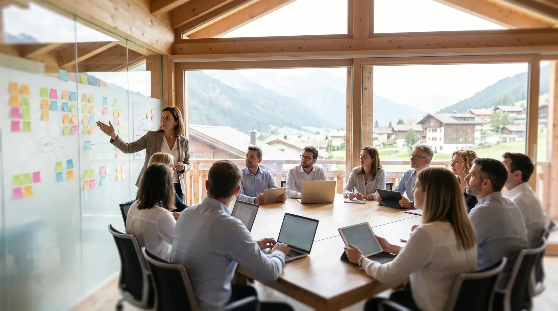 Beraterin der MULTIMEDIAFABRIK präsentiert im Strategie-Workshop eine priorisierte Roadmap