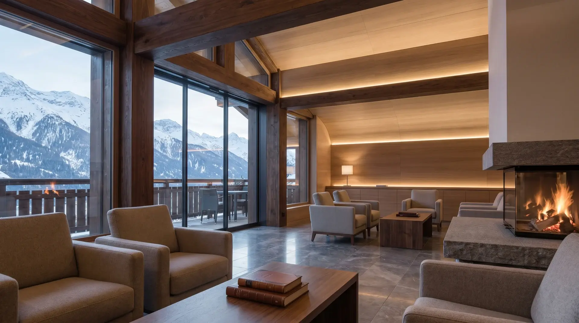 Elegante Hotel-Lobby mit unsichtbarer Beschallung der MULTIMEDIAFABRIK in Vorarlberg