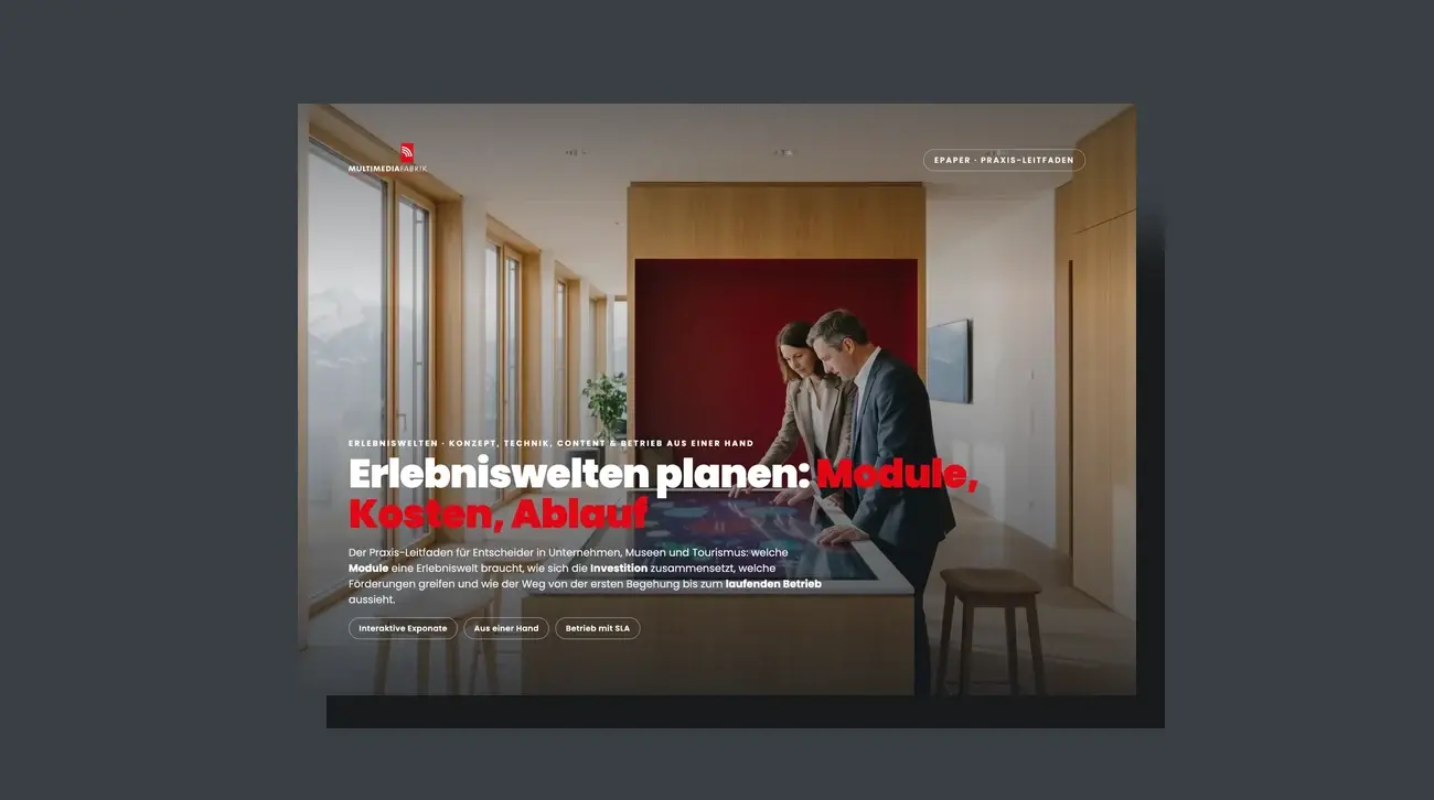 Cover des Erlebniswelten-Leitfadens der MULTIMEDIAFABRIK