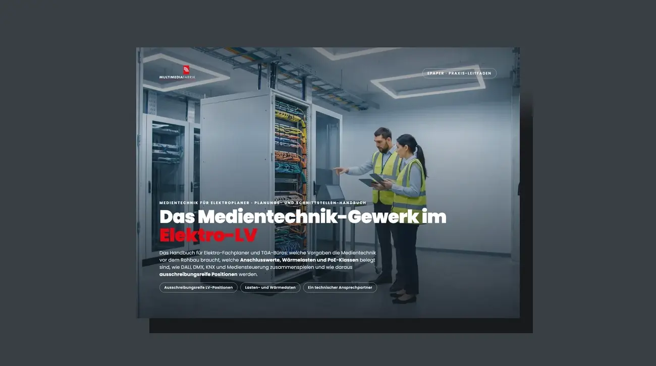 3D-Broschüren-Mockup des Leitfadens Das Medientechnik-Gewerk im Elektro-LV
