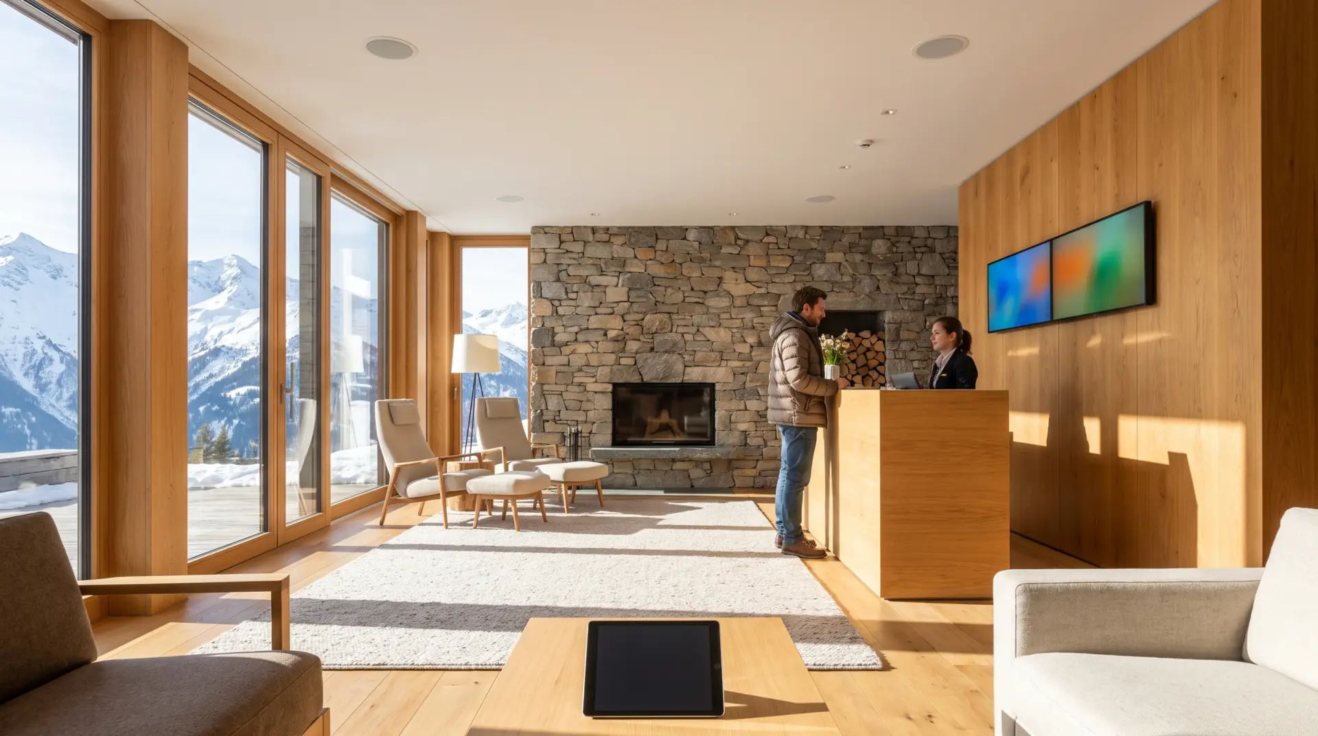 Medientechnik für Hotels: Hero lobby (MULTIMEDIAFABRIK, Koblach, Vorarlberg)