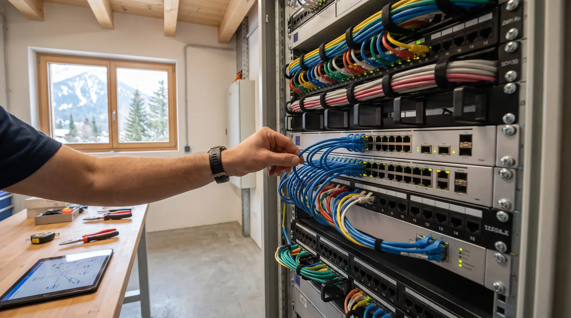 Medientechnik für Hotels: Technik netzwerk (MULTIMEDIAFABRIK, Koblach, Vorarlberg)