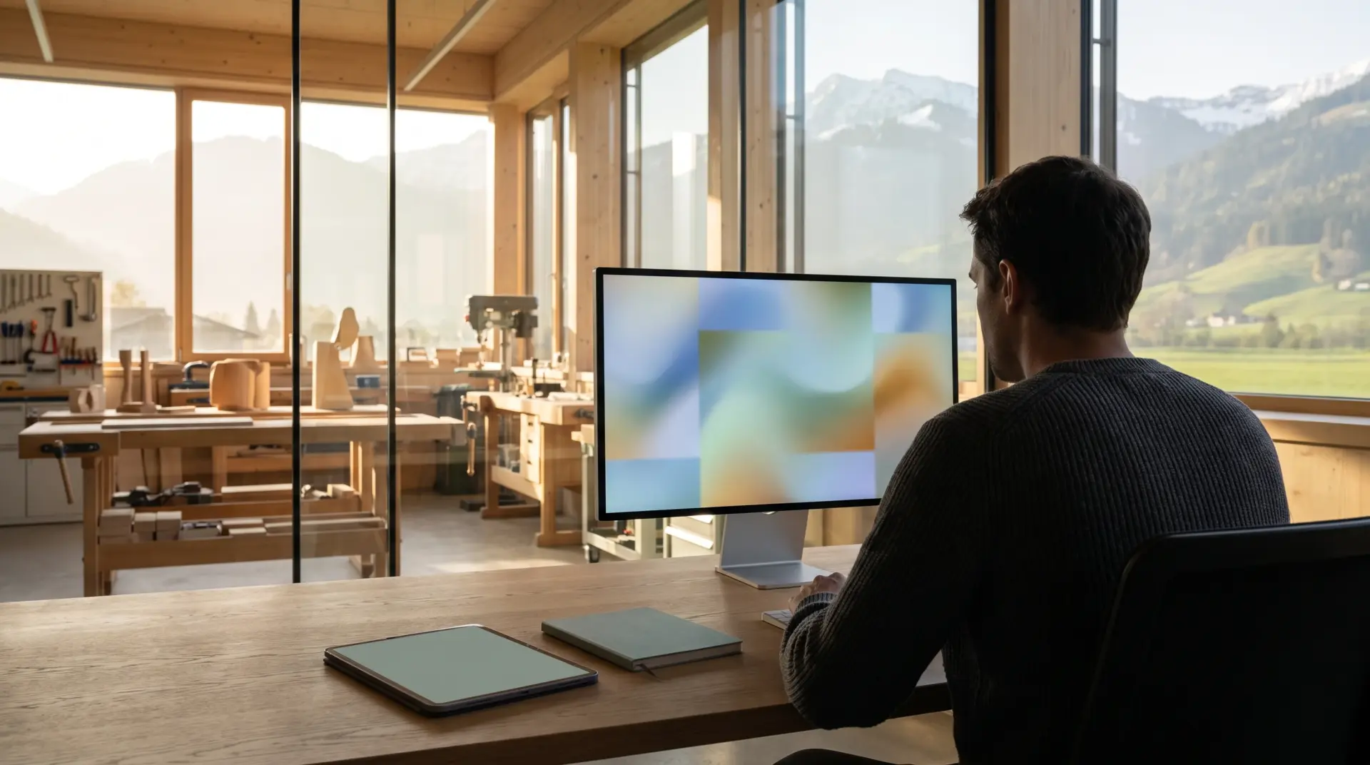 CRM APP: Arbeitsplatz mit abstrakter Kanban-Ansicht der Verkaufs-Strecke (MULTIMEDIAFABRIK, Koblach, Vorarlberg)