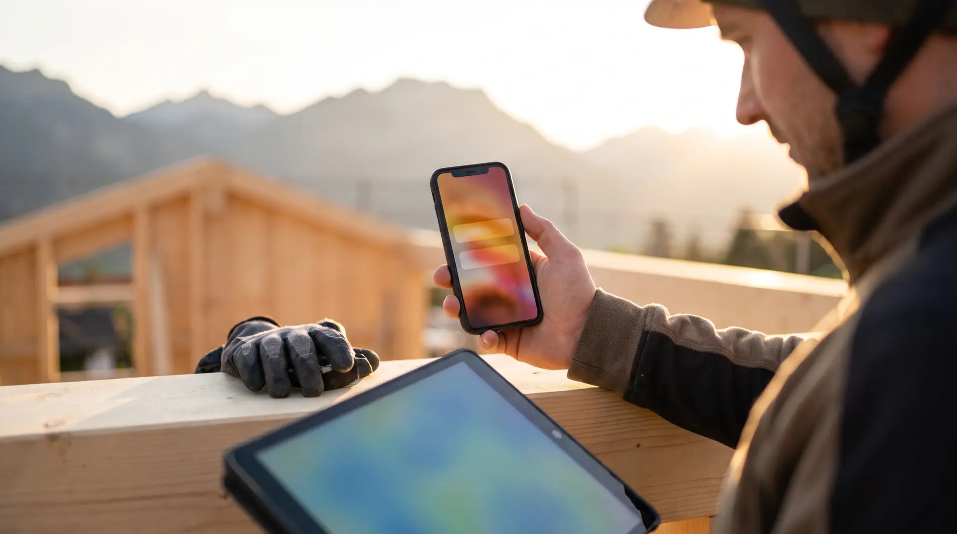 CRM APP: mobile Nutzung im Browser auf der Baustelle im Alpenraum (MULTIMEDIAFABRIK, Koblach, Vorarlberg)