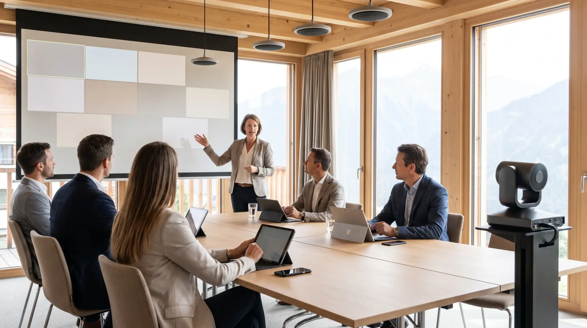 Seminarraum-Technik: Hybride meetings (MULTIMEDIAFABRIK, Koblach, Vorarlberg)