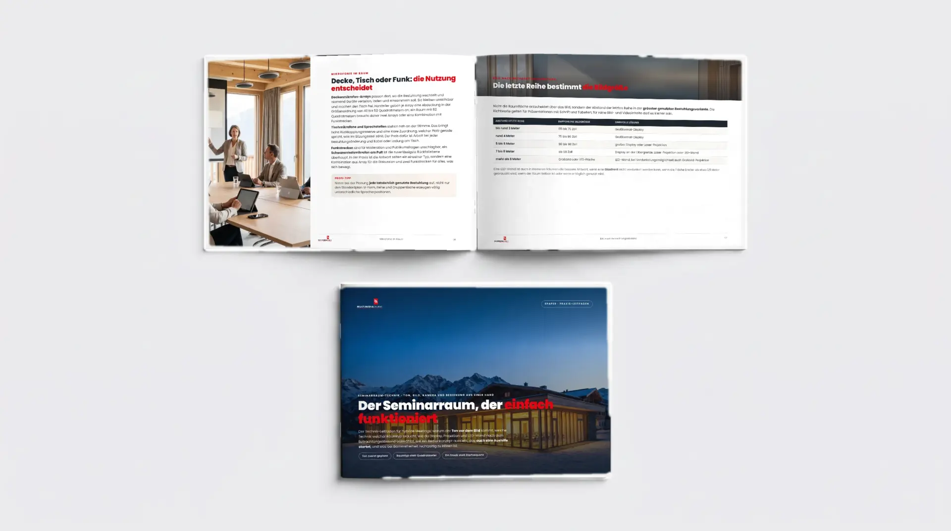 3D-Broschüren-Mockup des Leitfadens Der Seminarraum, der einfach funktioniert