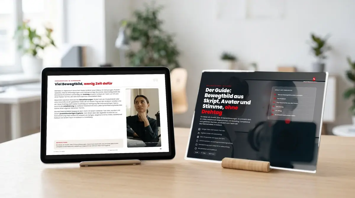 Der Guide: Das KI-Video, das dein Unternehmen skaliert statt es zu verkomplizieren, Tablet-Ansicht