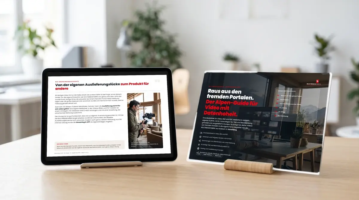 Der Alpen-Guide für Video mit Datenhoheit, Tablet-Ansicht