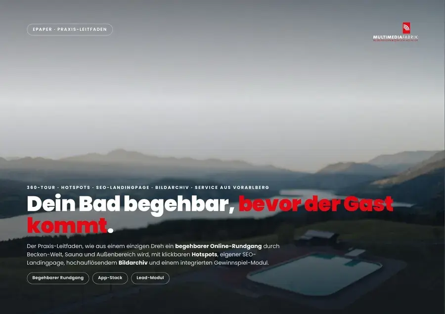 Titelseite 360°-Touren für Schwimmbäder, Hallenbäder und Aquaparks