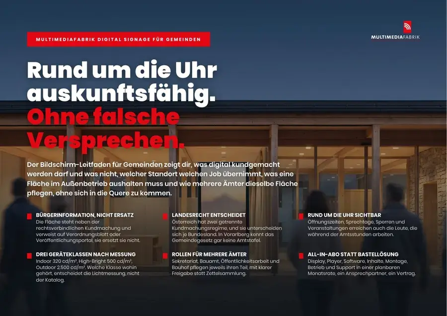 Titelseite Digital Signage für Gemeinden