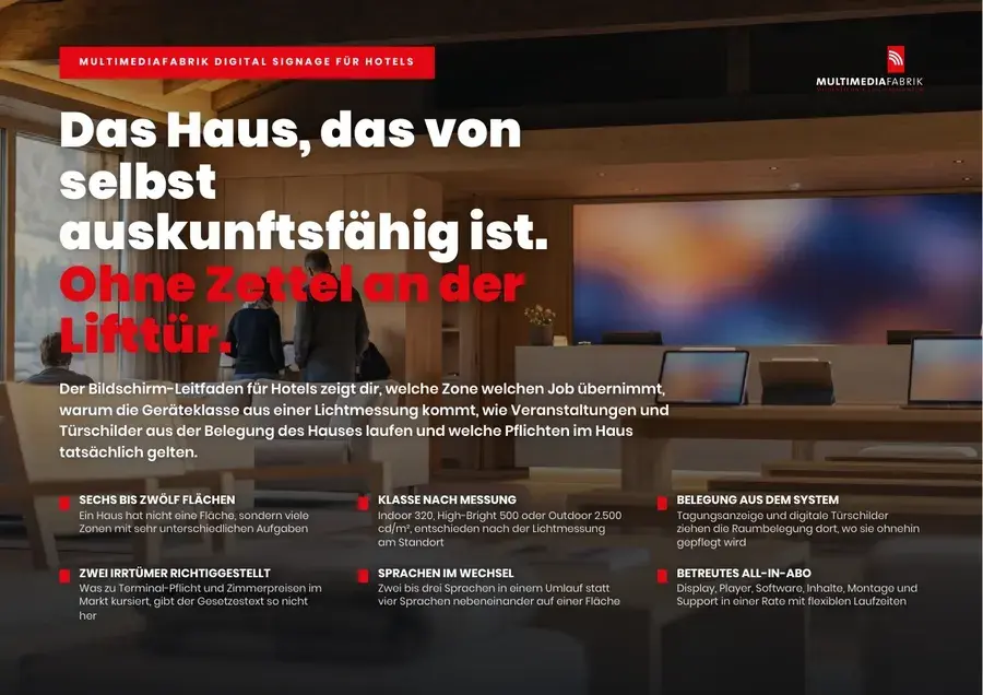 Titelseite Digital Signage für Hotels