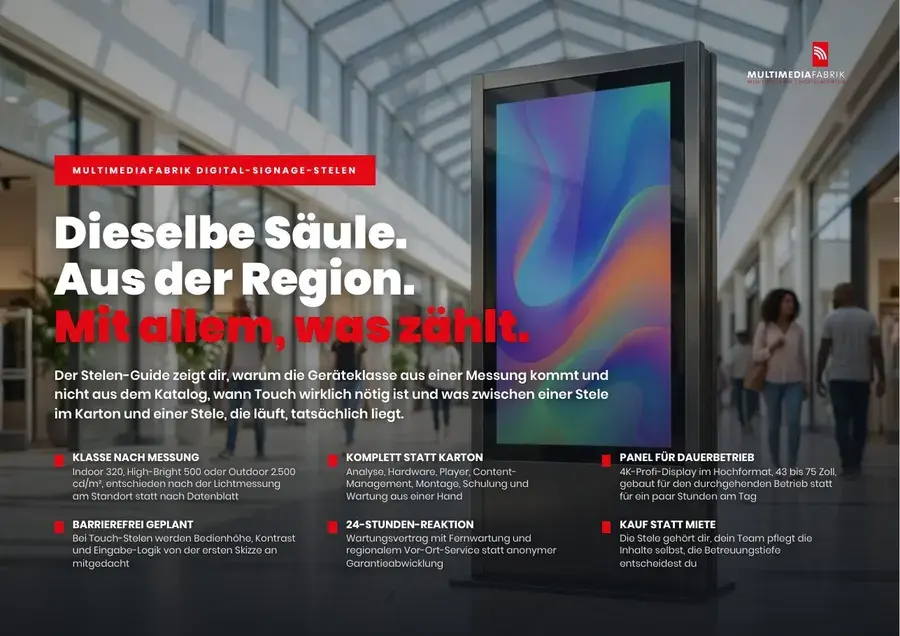 Titelseite des ePapers Digital Signage Stelen der MULTIMEDIAFABRIK
