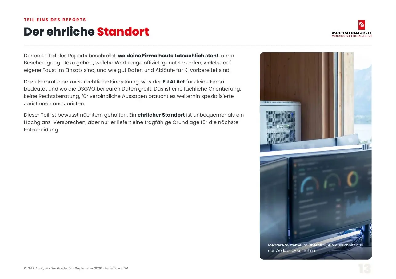 Vorschau Seite 13 von 24 aus dem ePaper KI GAP Analyse: Der ehrliche Standort
